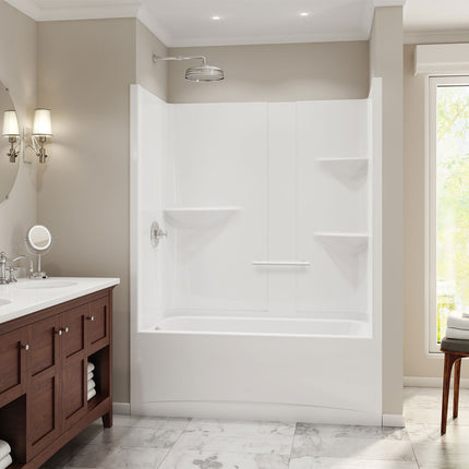 Camelia TS-6032 Acrylic Alcove Left-Hand Drain One-Piece Tub Shower in White - Plumbing Market