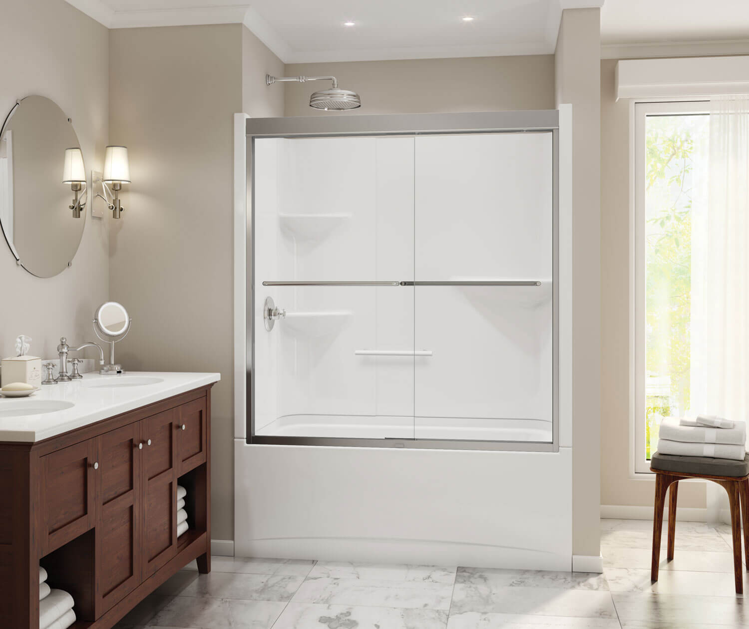 Camelia TS-6032 Acrylic Alcove Left-Hand Drain Two-Piece Tub Shower in White - Plumbing Market