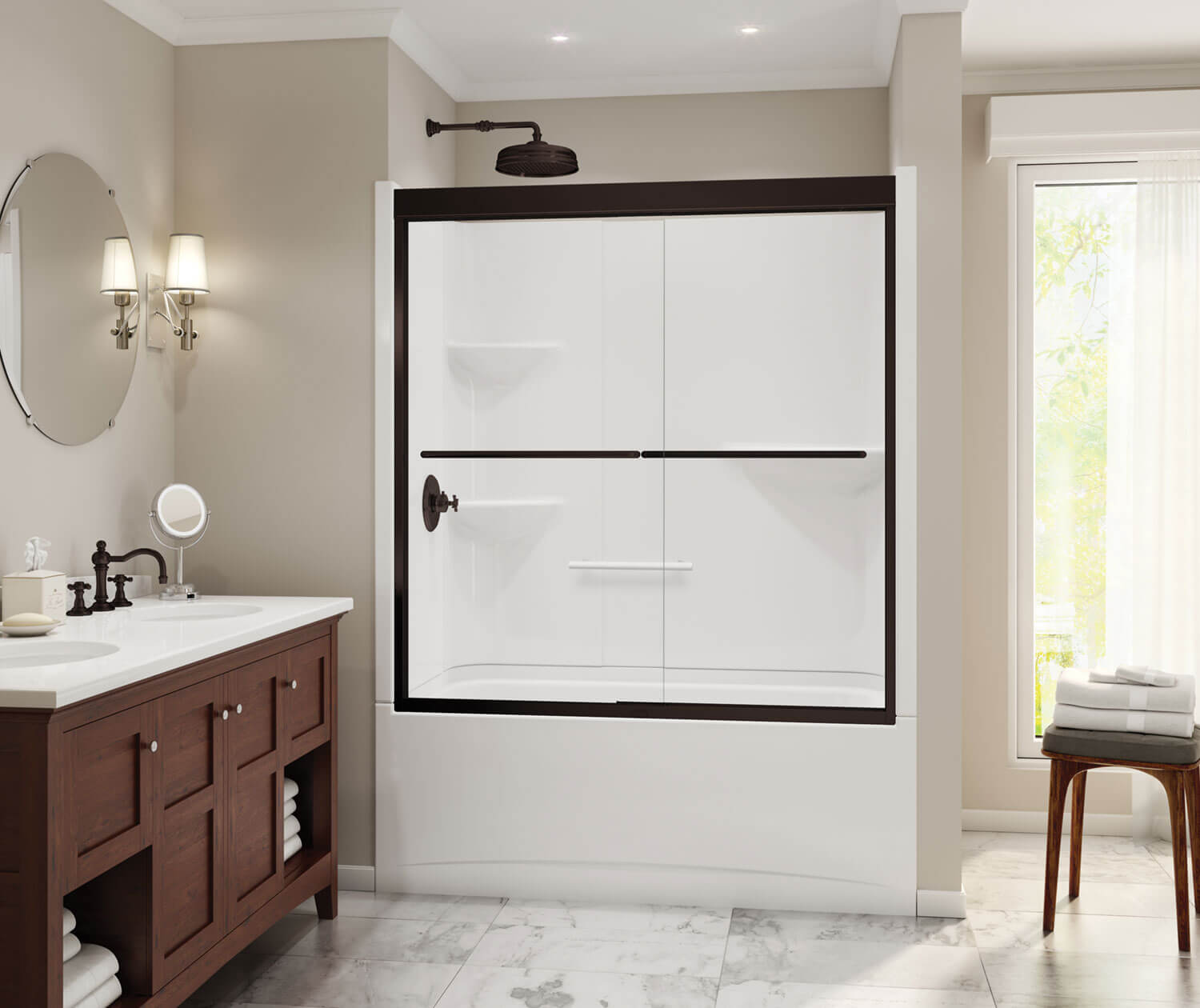 Camelia TS-6032 Acrylic Alcove Left-Hand Drain Two-Piece Tub Shower in White - Plumbing Market