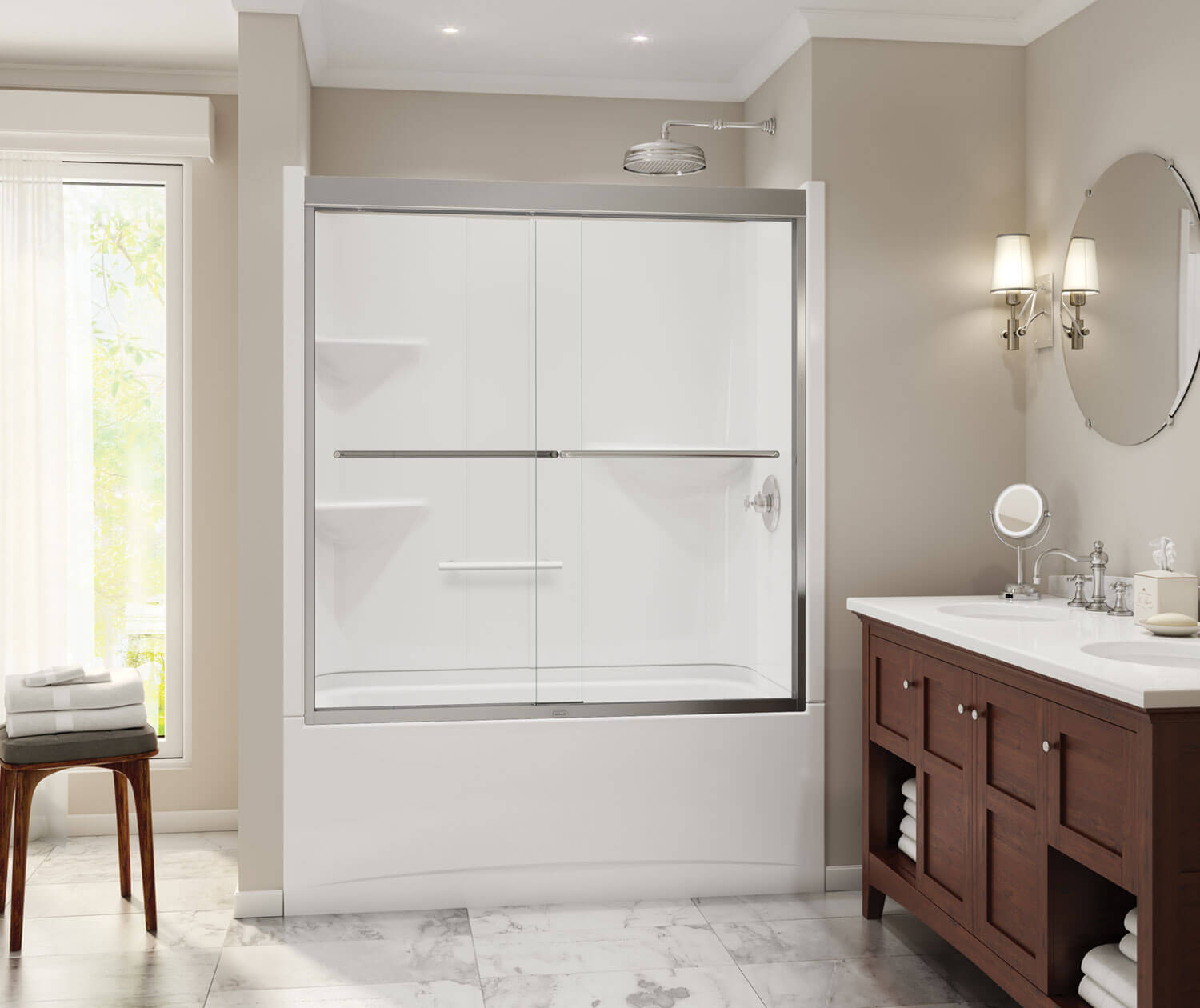 Camelia TS-6032 Acrylic Alcove Left-Hand Drain Two-Piece Tub Shower in White - Plumbing Market