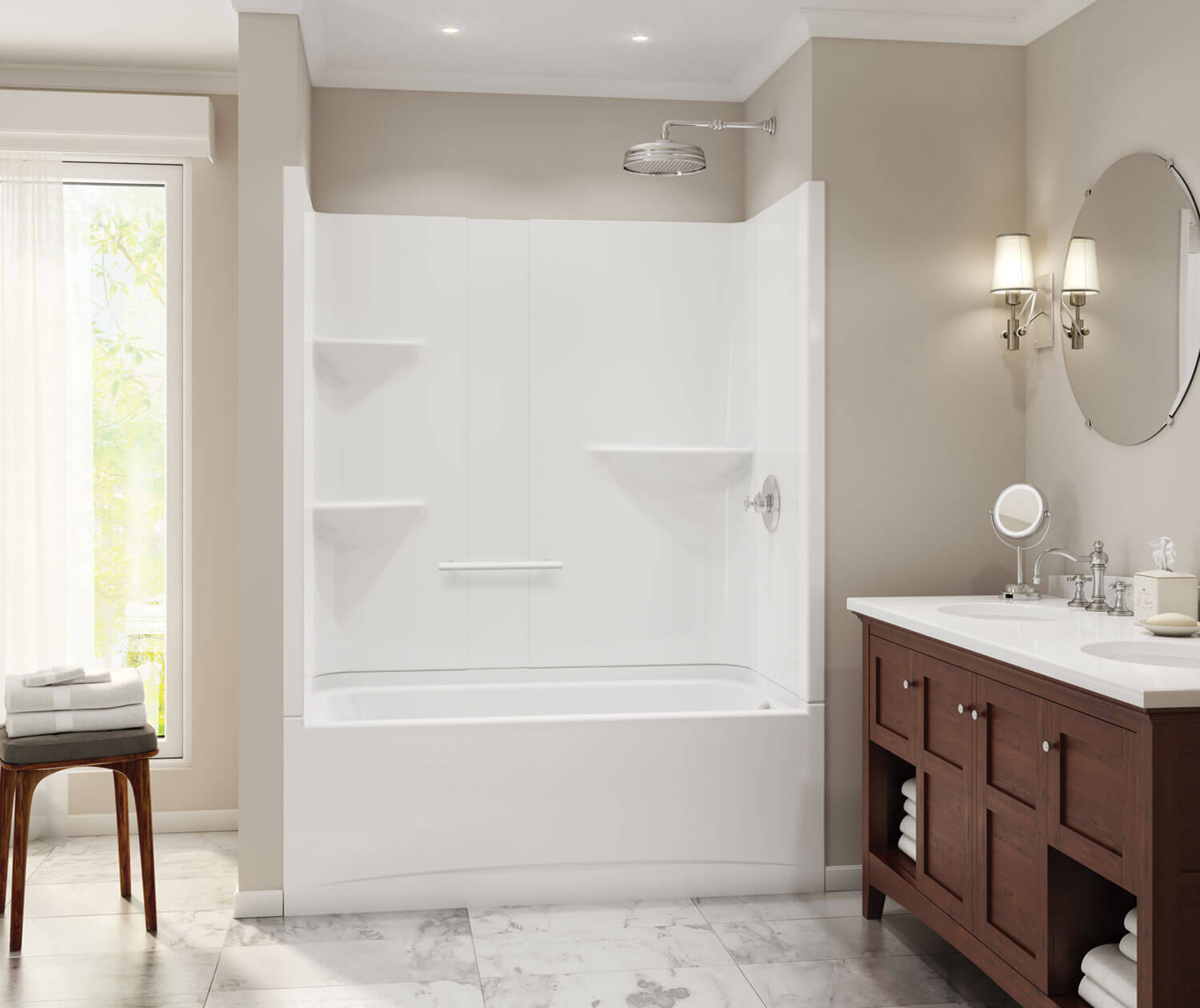 Camelia TS-6032 Acrylic Alcove Left-Hand Drain Two-Piece Tub Shower in White - Plumbing Market