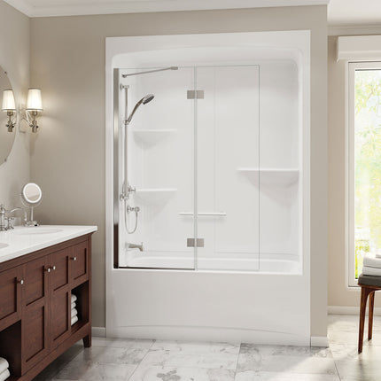 Camelia TSR-6032 Acrylic Alcove Left-Hand Drain One-Piece Tub Shower in White - Plumbing Market
