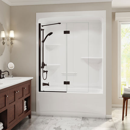 Camelia TSR-6032 Acrylic Alcove Left-Hand Drain One-Piece Tub Shower in White - Plumbing Market