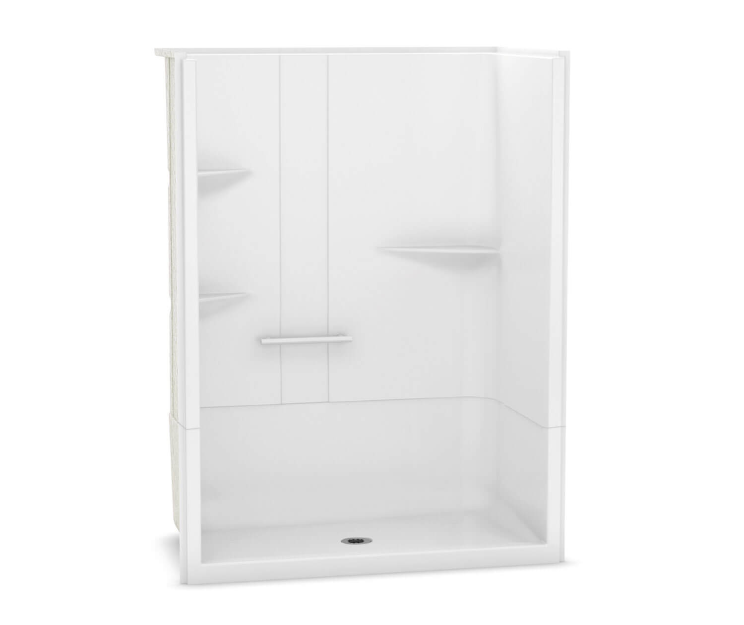 Camelia SH-6034 Acrylic Alcove Right-Hand Drain Two-Piece Shower in White - Plumbing Market