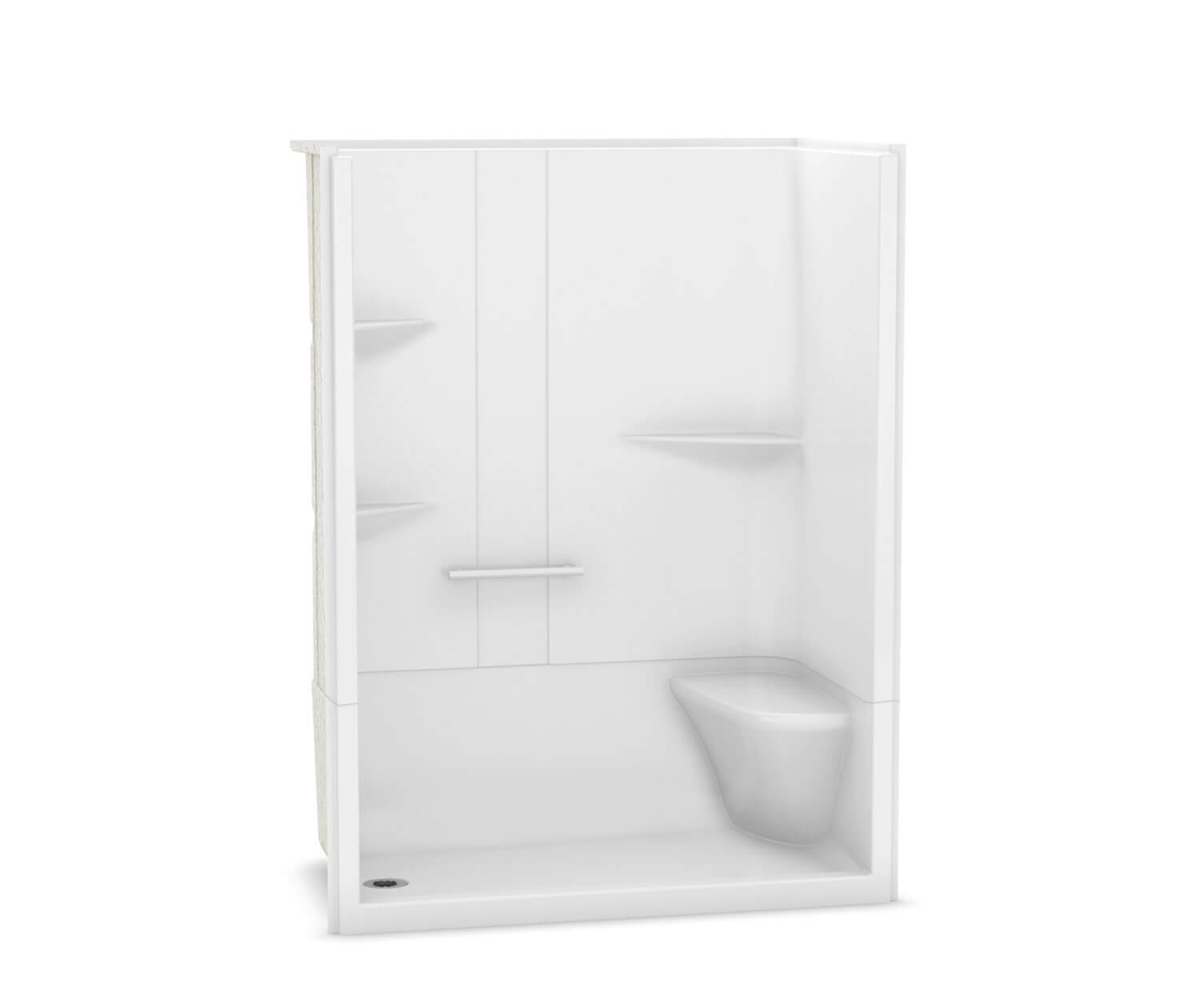 Camelia SH-6034 Acrylic Alcove Right-Hand Drain Two-Piece Shower in White - Plumbing Market