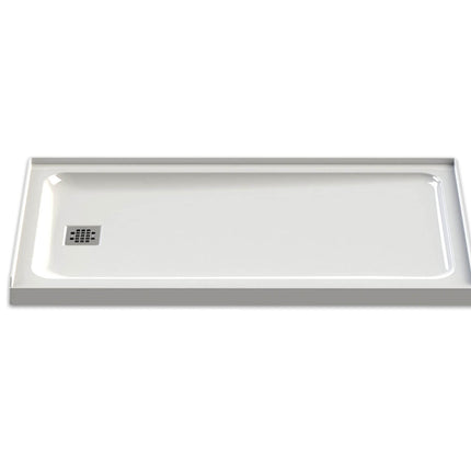 Olympia Square 6032 Acrylic Alcove or Corner Shower Base in White with Left-Hand Drain - Plumbing Market