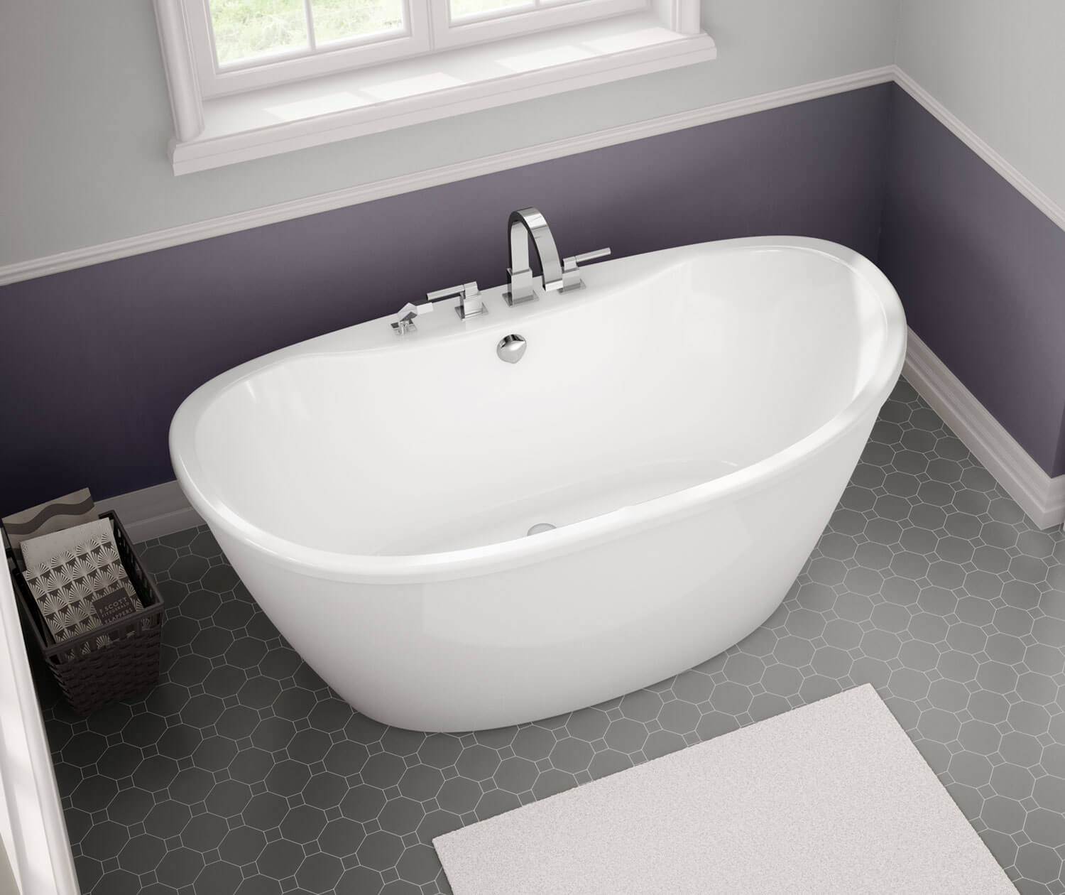Delsia 6032 AcrylX Freestanding Center Drain Bathtub in White with White Skirt - Plumbing Market