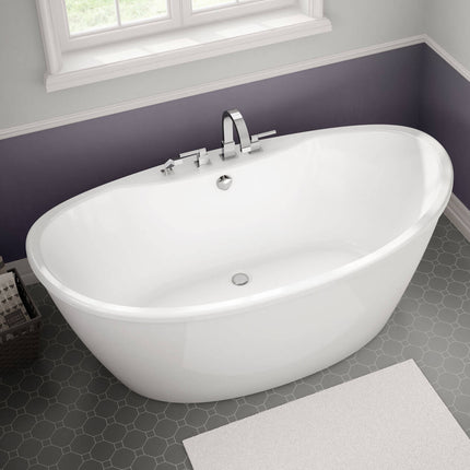 Delsia 6636 AcrylX Freestanding Center Drain Bathtub in White with White Skirt - Plumbing Market