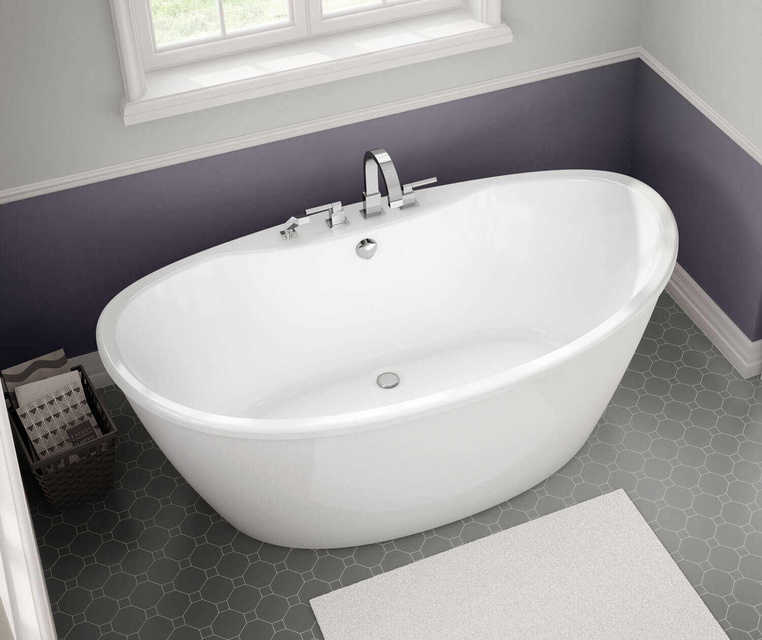 Delsia 6636 AcrylX Freestanding Center Drain Bathtub in White with White Skirt - Plumbing Market