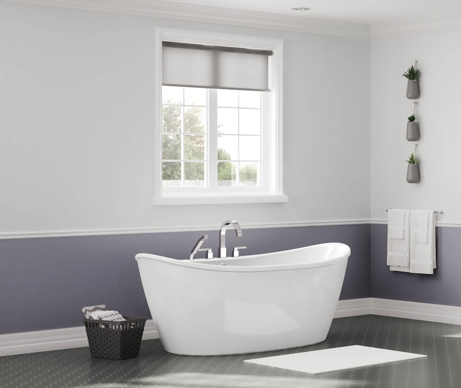 Delsia 6636 AcrylX Freestanding Center Drain Bathtub in White with White Skirt - Plumbing Market