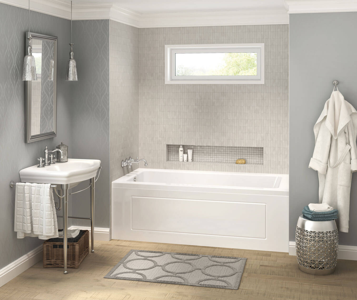 Pose 6636 IF Acrylic Alcove Left-Hand Drain Bathtub in White - Plumbing Market