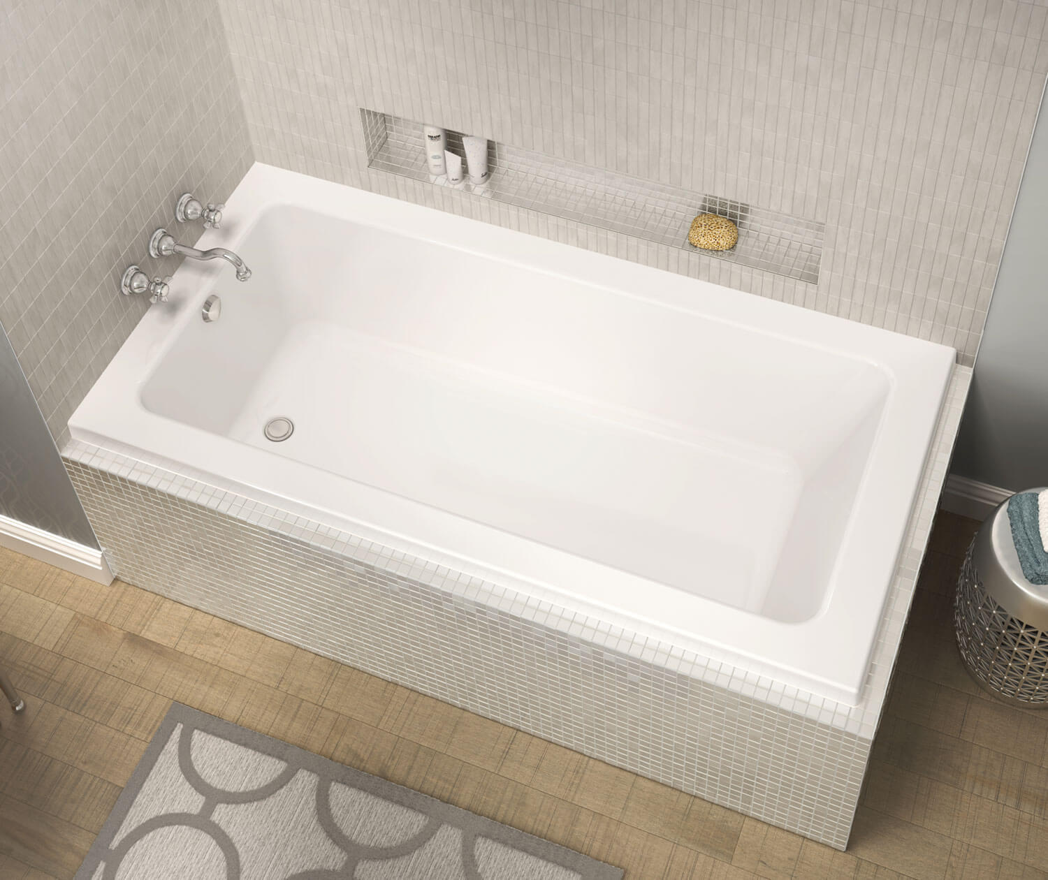 Pose 6636 IF Acrylic Corner Left Left-Hand Drain Bathtub in White - Plumbing Market