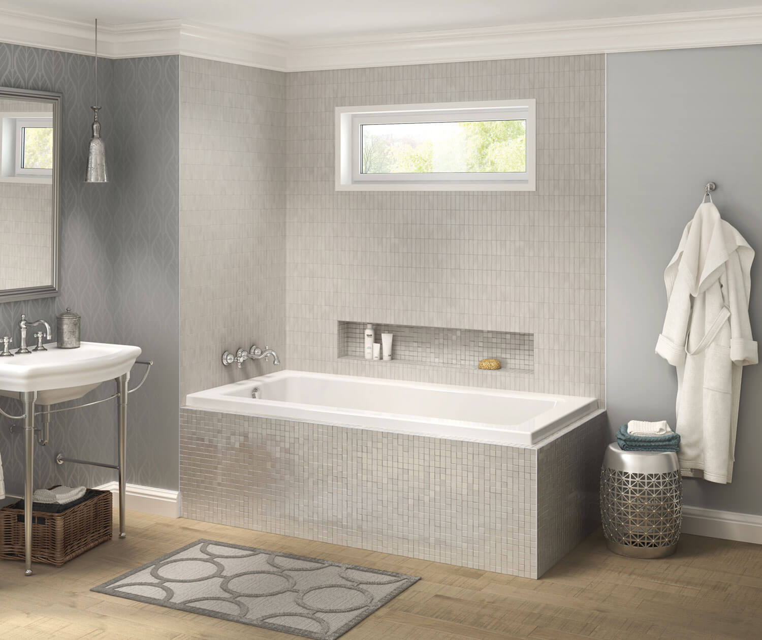 Pose 6636 IF Acrylic Corner Left Left-Hand Drain Bathtub in White - Plumbing Market