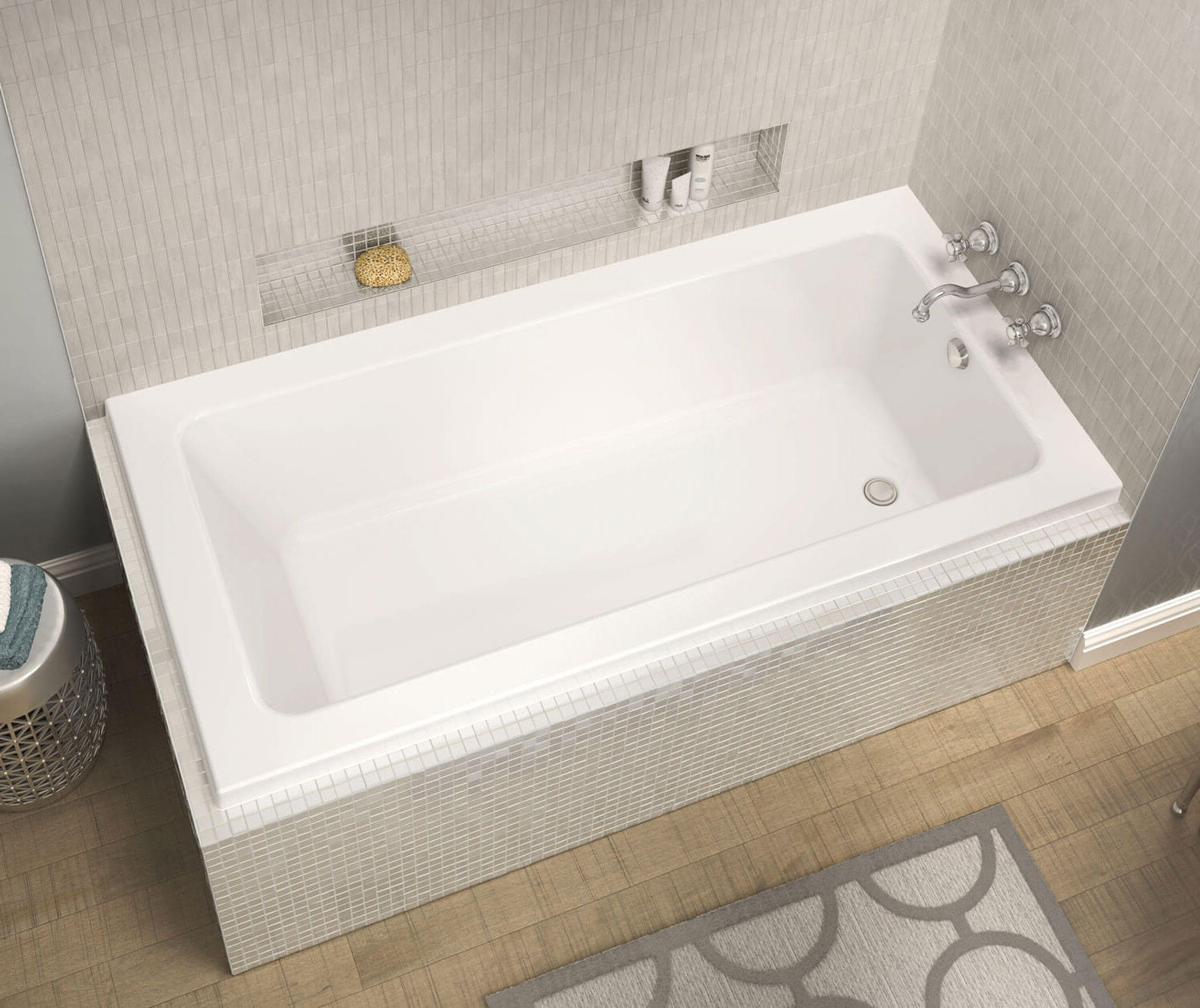 Pose 7242 IF Acrylic Corner Right Left-Hand Drain Bathtub in White - Plumbing Market