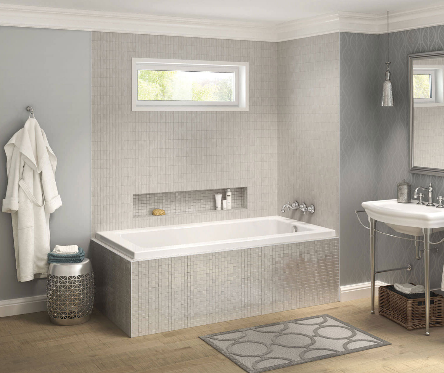 Pose 7242 IF Acrylic Corner Right Left-Hand Drain Bathtub in White - Plumbing Market