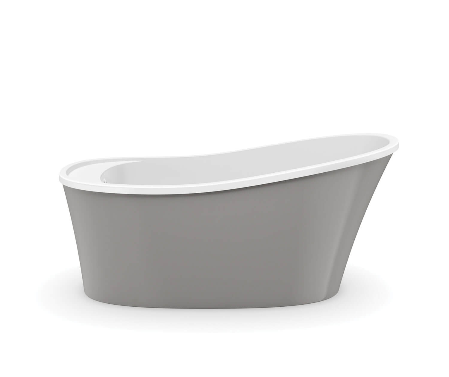 Ariosa 6032 Acrylic Freestanding End Drain Bathtub in White with Sterling Silver Skirt - Plumbing Market