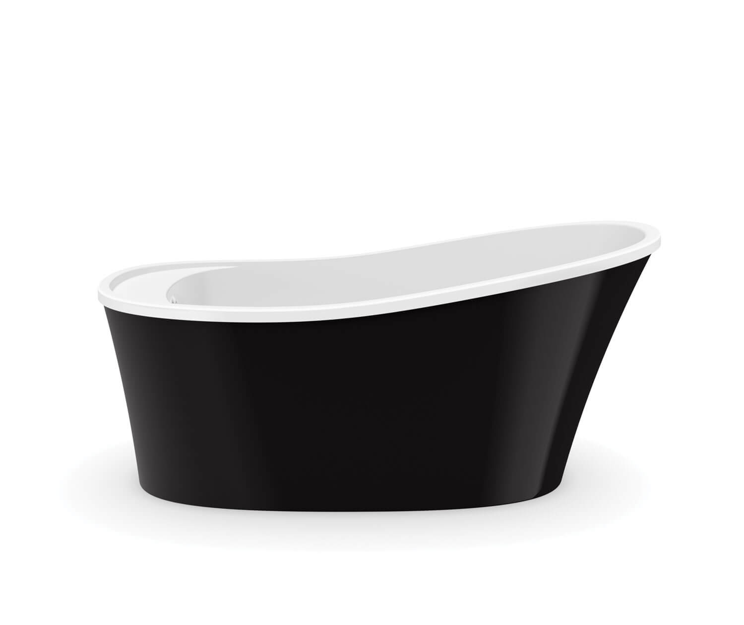 Ariosa 6032 Acrylic Freestanding End Drain Bathtub in White with Black Skirt - Plumbing Market