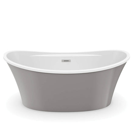 Ariosa 6636 Acrylic Freestanding Center Drain Bathtub in White with Sterling Silver Skirt - Plumbing Market