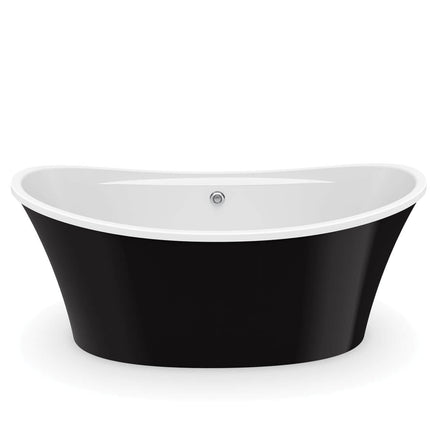 Ariosa 6636 Acrylic Freestanding Center Drain Bathtub in White with Black Skirt - Plumbing Market