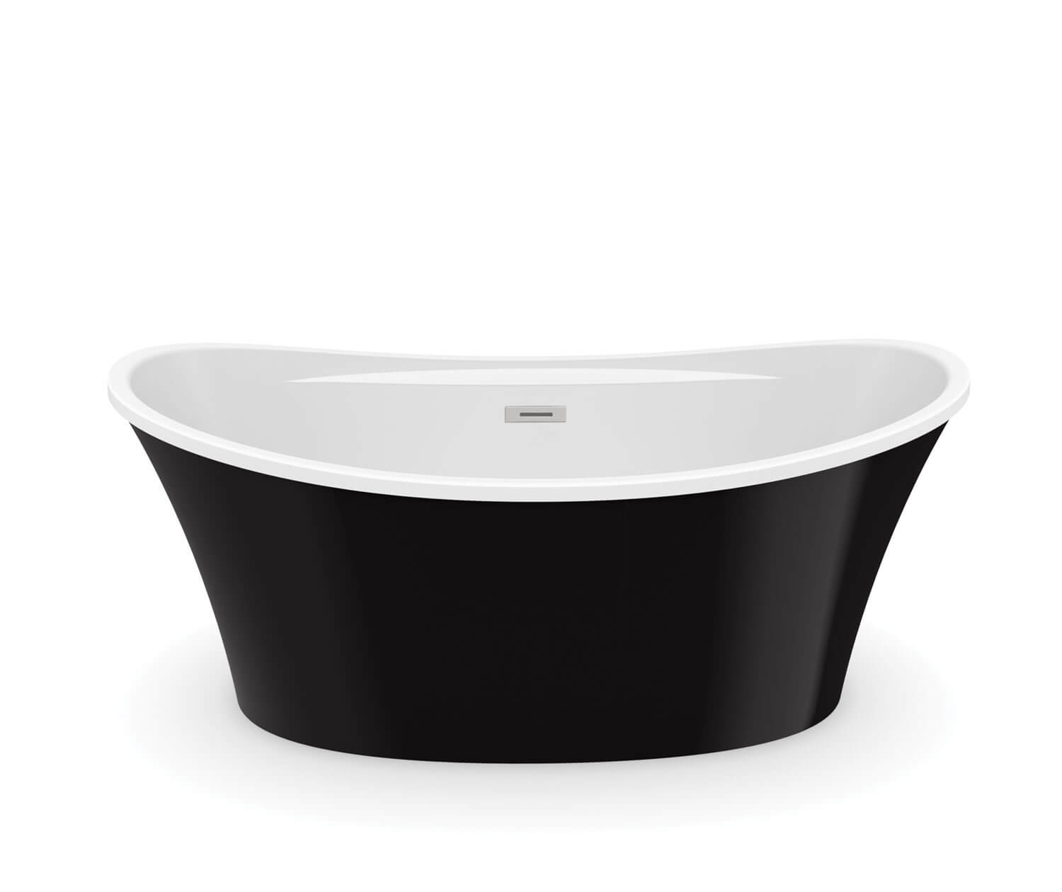 Ariosa 6636 Acrylic Freestanding Center Drain Bathtub in White with Black Skirt - Plumbing Market