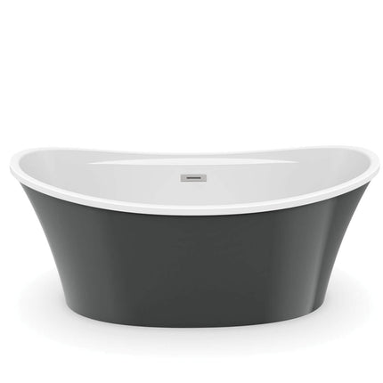 Ariosa 6636 Acrylic Freestanding Center Drain Bathtub in White with Thunder Grey Skirt - Plumbing Market