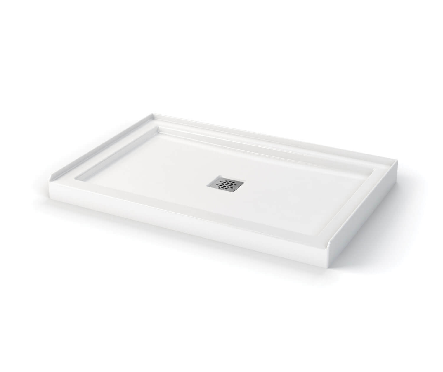 Zone Square Base 48 x 32 Acrylic Alcove or Corner Shower Base in White with Center Drain - Plumbing Market