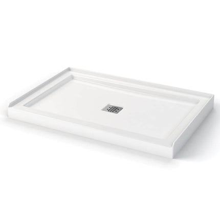 Zone Square Base 48 x 32 Acrylic Alcove or Corner Shower Base in White with Center Drain - Plumbing Market