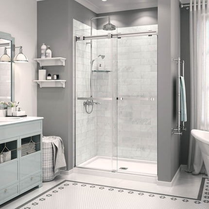 Zone Square Base 48 x 32 Acrylic Alcove or Corner Shower Base in White with Center Drain - Plumbing Market