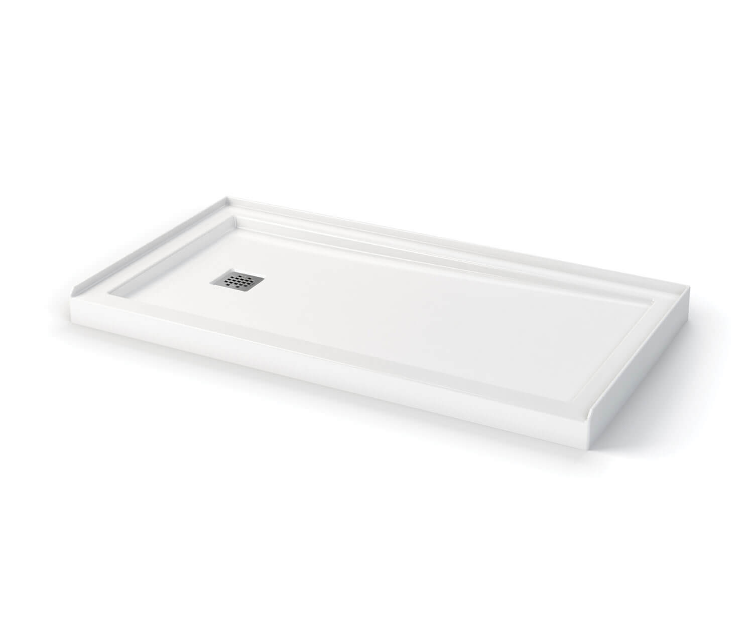 Zone Square 60 x 32 Acrylic Alcove or Corner Shower Base in White with Left-Hand Drain - Plumbing Market