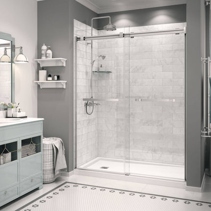 Zone Square 60 x 32 Acrylic Alcove or Corner Shower Base in White with Left-Hand Drain - Plumbing Market