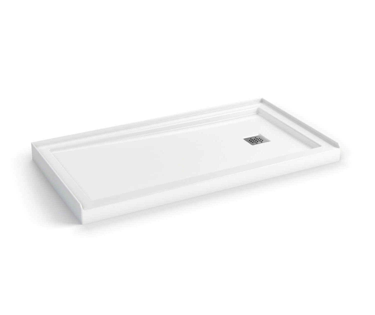 Zone Square 60 x 32 Acrylic Alcove or Corner Shower Base in White with Right-Hand Drain - Plumbing Market