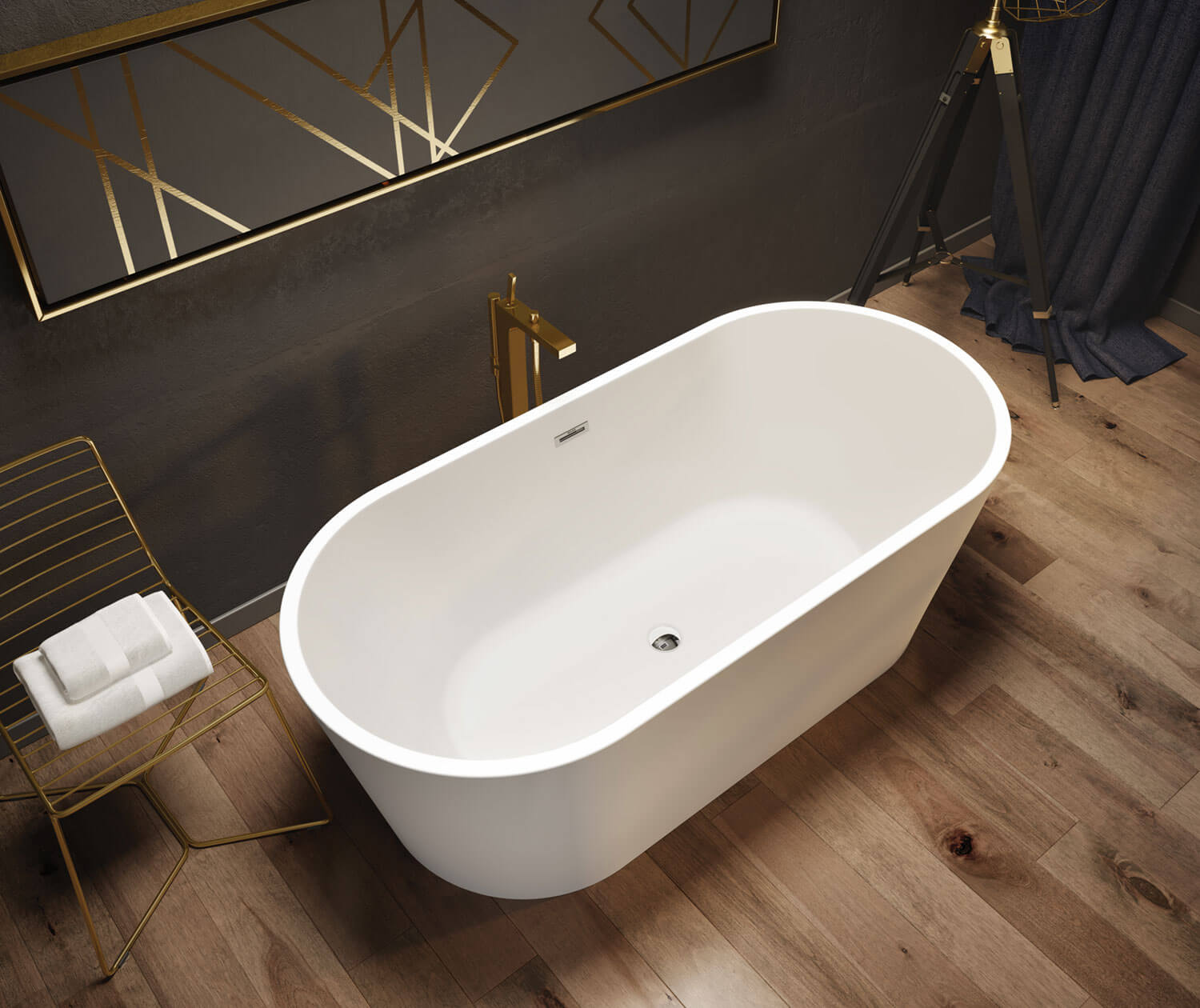 Louie 6731 Acrylic Freestanding Center Drain Bathtub in White with White Skirt - Plumbing Market