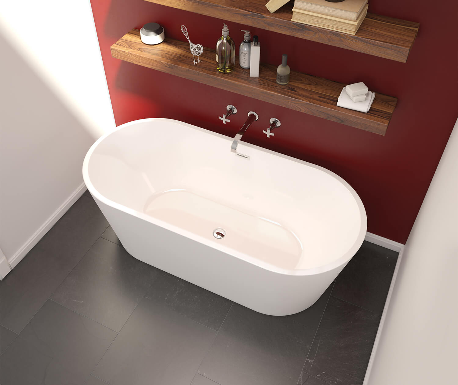 Lorca 6731 Acrylic Freestanding Center Drain Bathtub in White with White Skirt - Plumbing Market