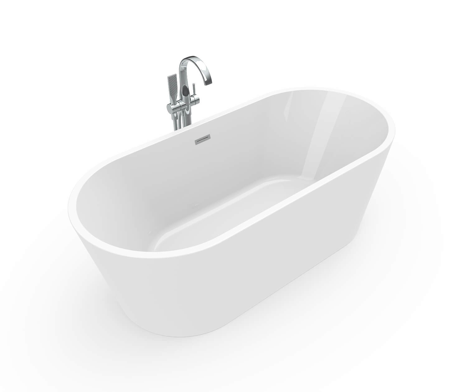 Lorca 6731 Acrylic Freestanding Center Drain Bathtub in White with White Skirt - Plumbing Market