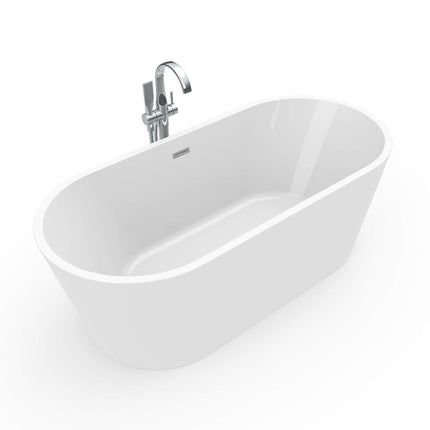 Lorca 6731 Acrylic Freestanding Center Drain Bathtub in White with White Skirt - Plumbing Market