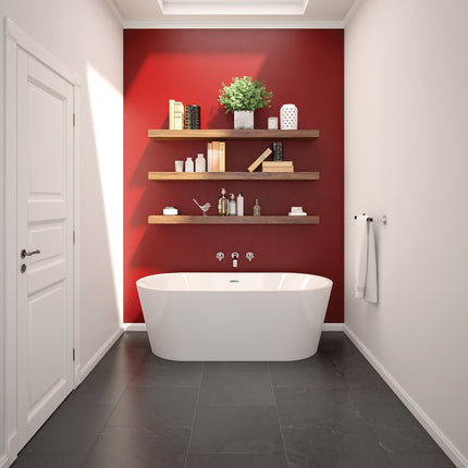 Lorca 6731 Acrylic Freestanding Center Drain Bathtub in White with White Skirt - Plumbing Market