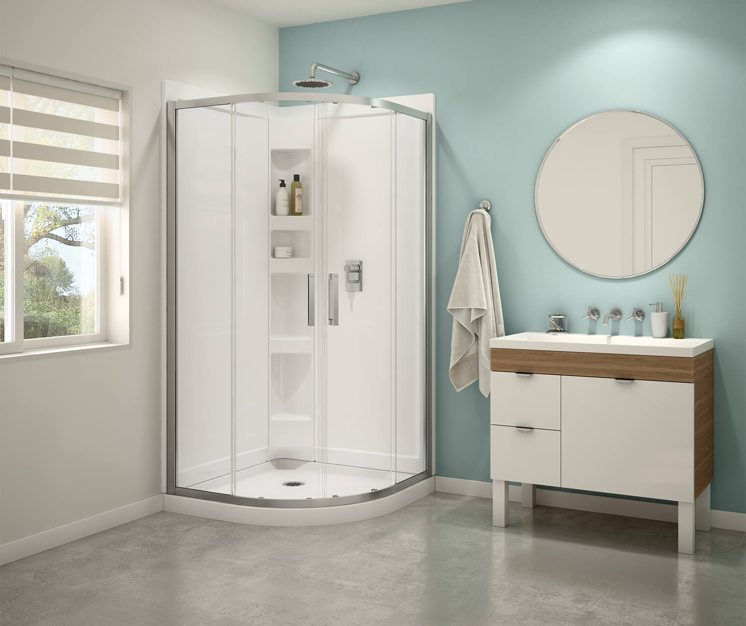 Maax Sakura Acrylic Shower Kit in White with Clear glass  in Chrome 106540-900-084-000 - Plumbing Market