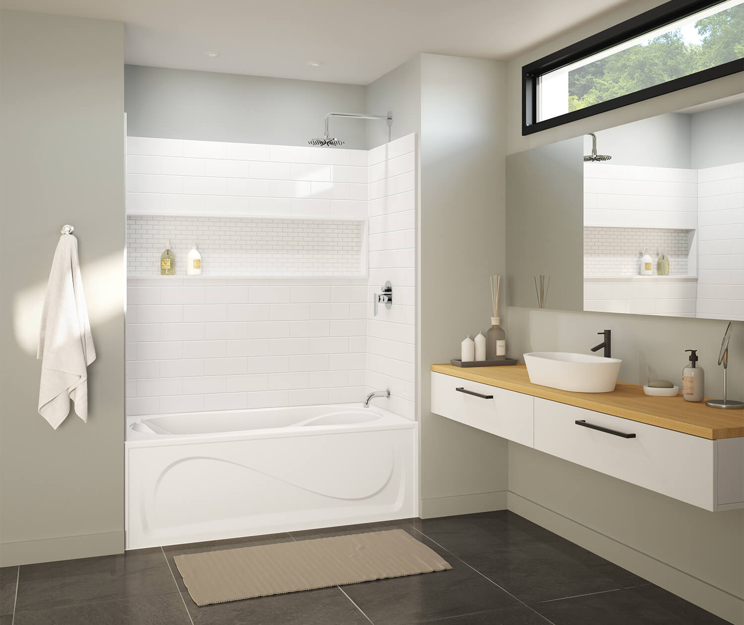NexTile 6030 Direct-to-Stud Four-Piece Alcove Tub Wall Kit in White - Plumbing Market
