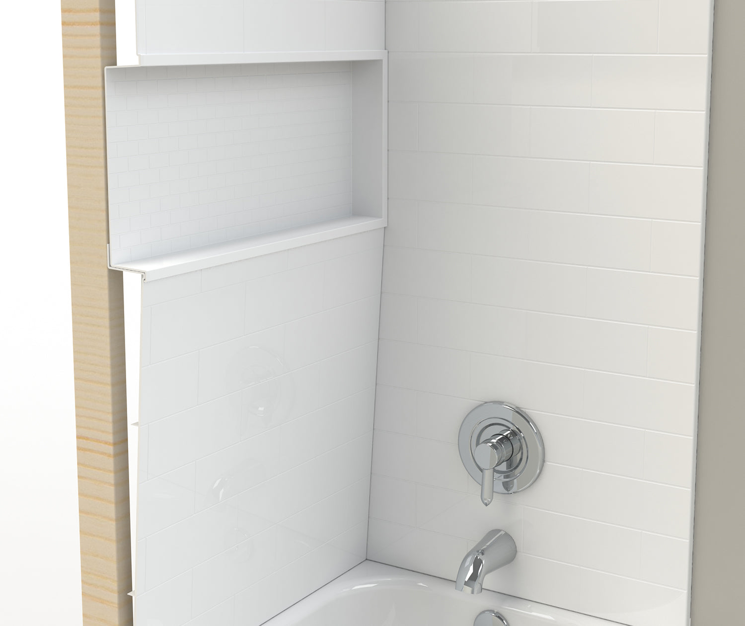 NexTile 6030 Direct-to-Stud Four-Piece Alcove Tub Wall Kit in White - Plumbing Market