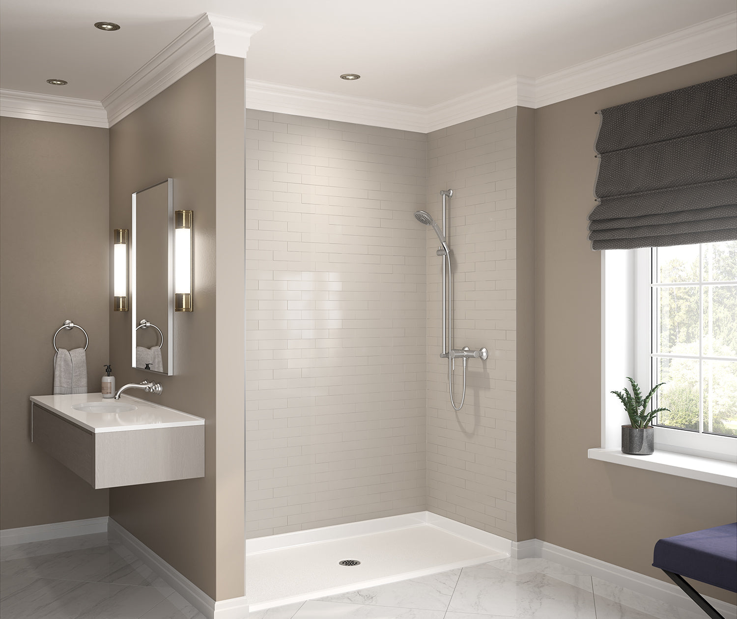 Outlook Base 6030 C AcrylX Alcove Shower Base with Center Drain in White - Plumbing Market