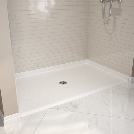 Outlook Base 6036 AcrylX Alcove Shower Base with Center Drain in White - Plumbing Market