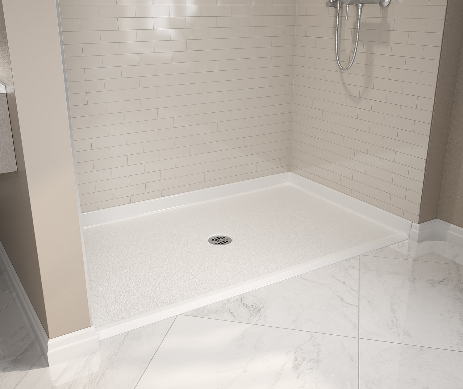 Outlook Base 6036 AcrylX Alcove Shower Base with Center Drain in White - Plumbing Market