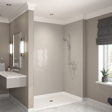 Outlook Base 6036 AcrylX Alcove Shower Base with Center Drain in White - Plumbing Market