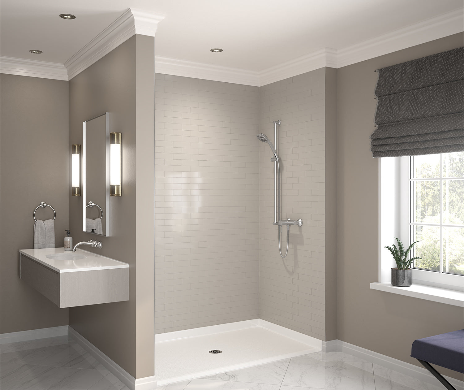 Outlook Base 6036 AcrylX Alcove Shower Base with Center Drain in White - Plumbing Market