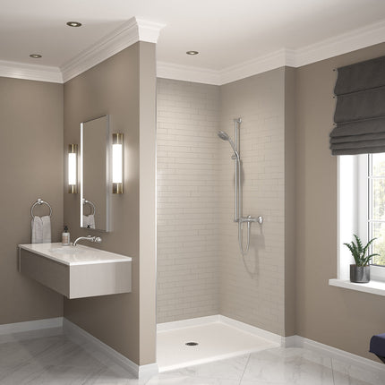 Outlook Base 4836 AcrylX Alcove Shower Base with Center Drain in White - Plumbing Market