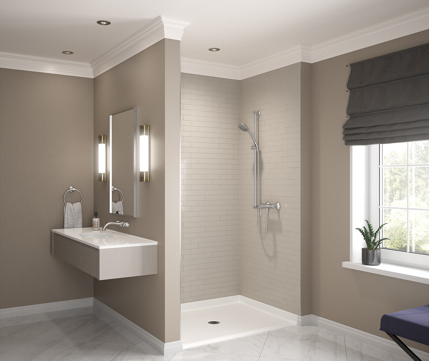 Outlook Base 4836 AcrylX Alcove Shower Base with Center Drain in White - Plumbing Market