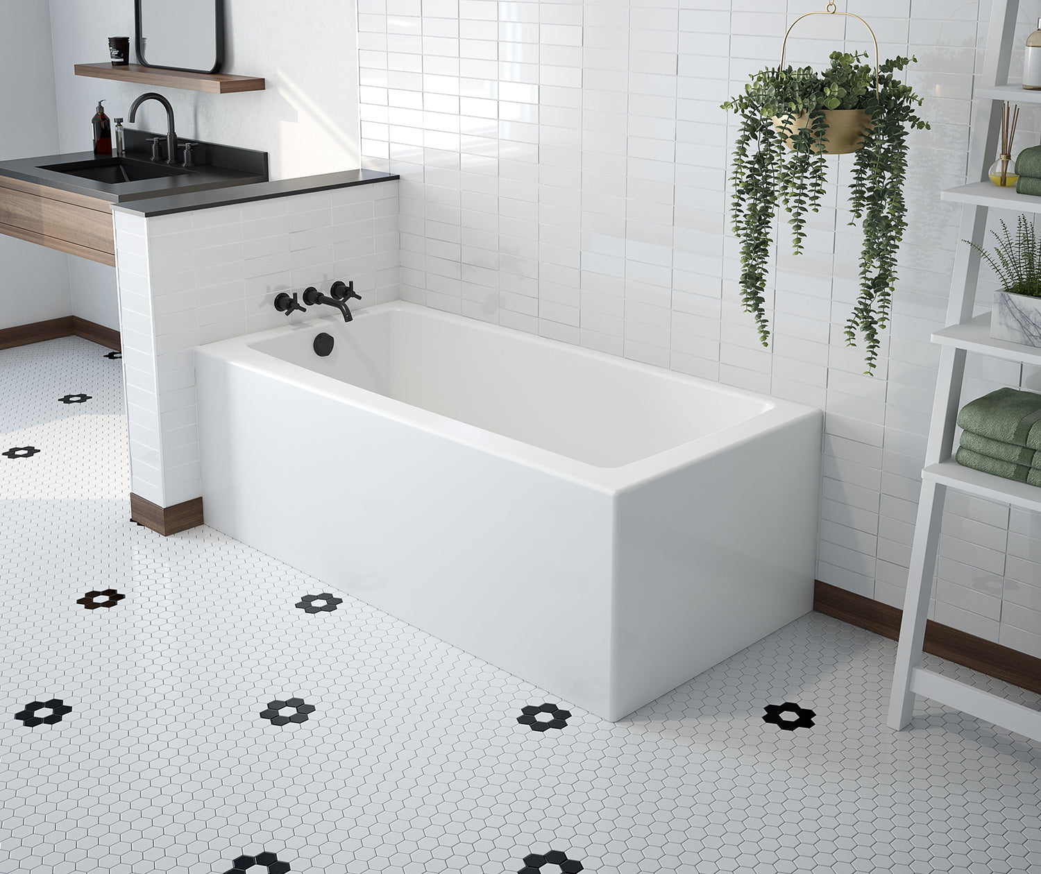 Mackenzie Corner 6030 AcrylX Corner Left-Hand Drain Bathtub in White - Plumbing Market