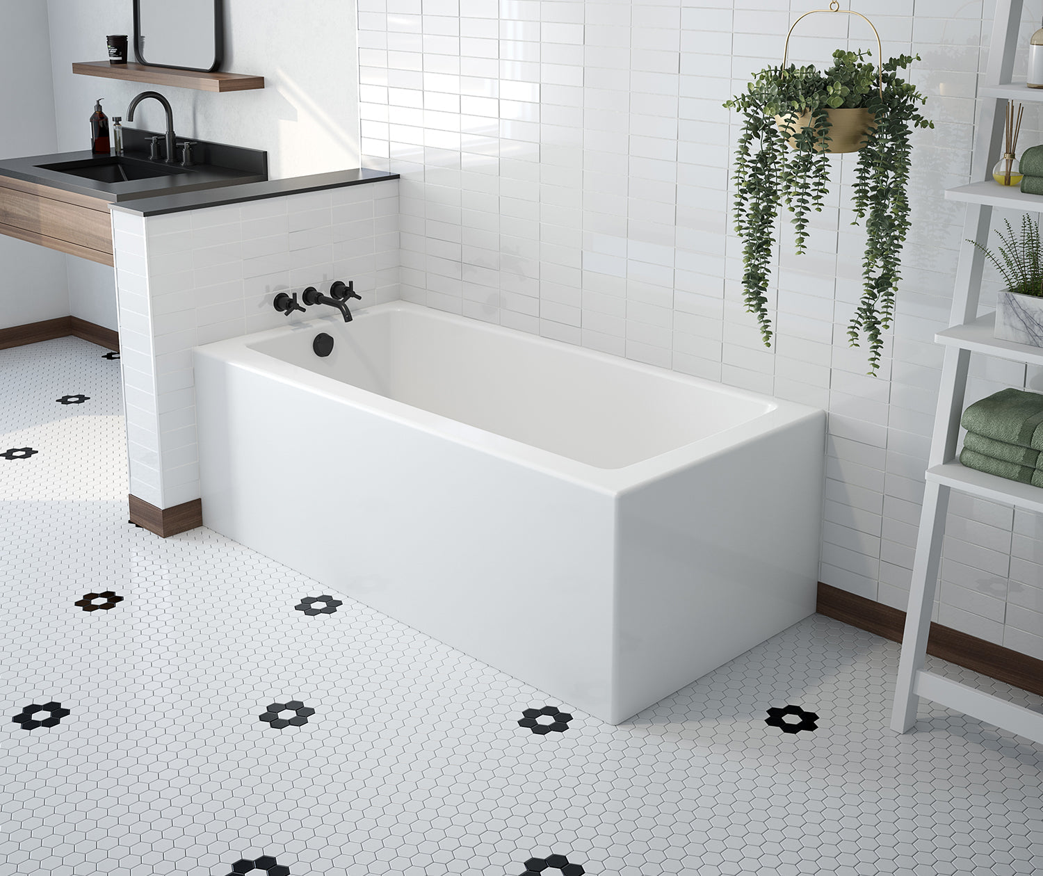 Mackenzie Corner 6030 AFR AcrylX Corner Left-Hand Drain Bathtub in White - Plumbing Market
