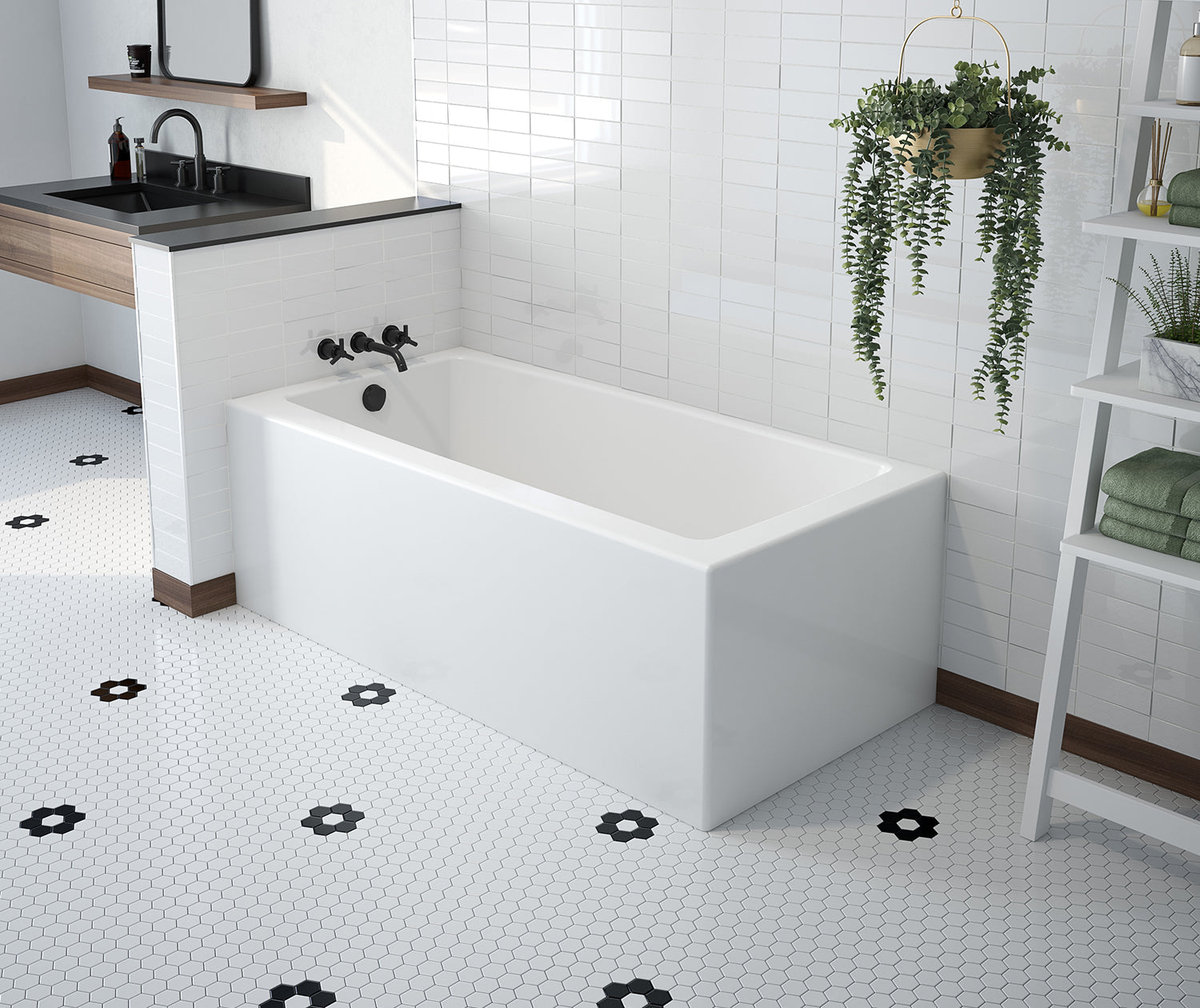 Mackenzie Corner 6032 AcrylX Corner Left-Hand Drain Bathtub in White - Plumbing Market