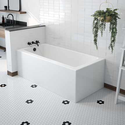 Mackenzie Corner 6032 AFR AcrylX Corner Left-Hand Drain Bathtub in White - Plumbing Market